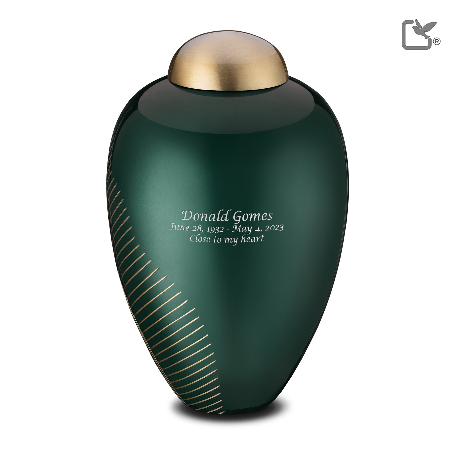 Adult Emerald Leaf Cremation Urn - COMFORT by LoveUrns
