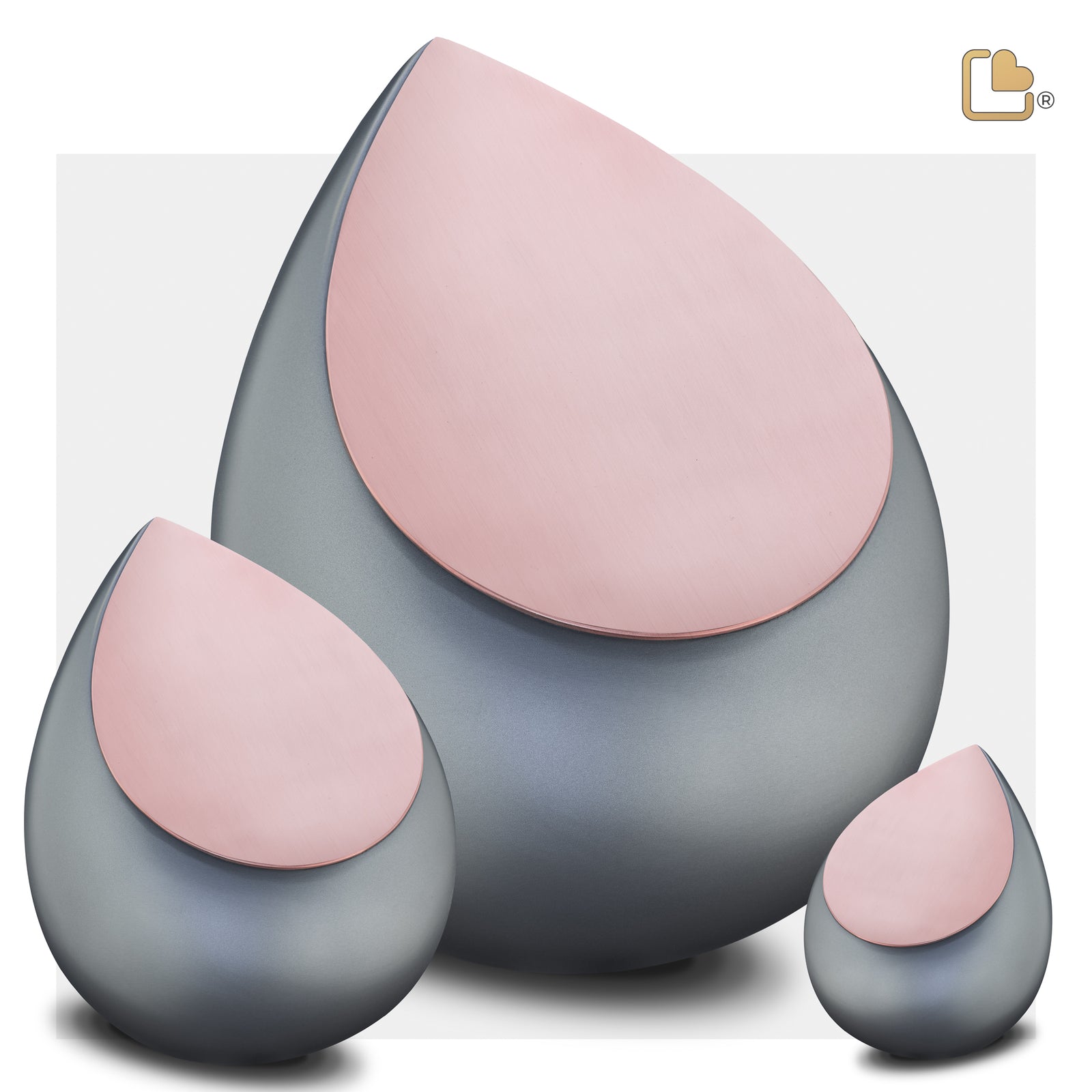 Drop Keepsake Urn French Grey & Brushed Rose Gold