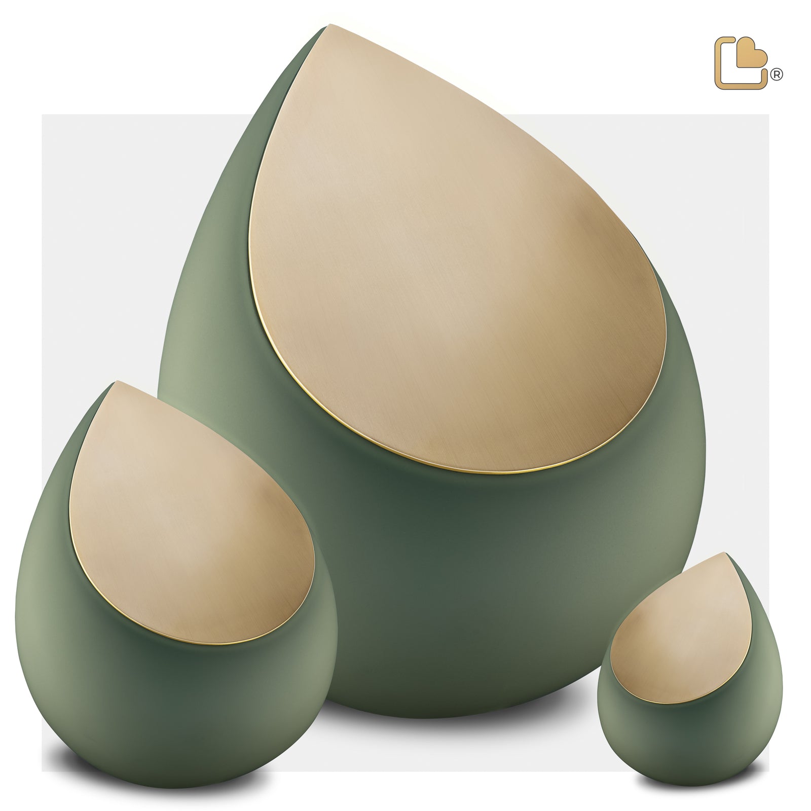 Drop Tealight Urn Sage Green & Polished Silver