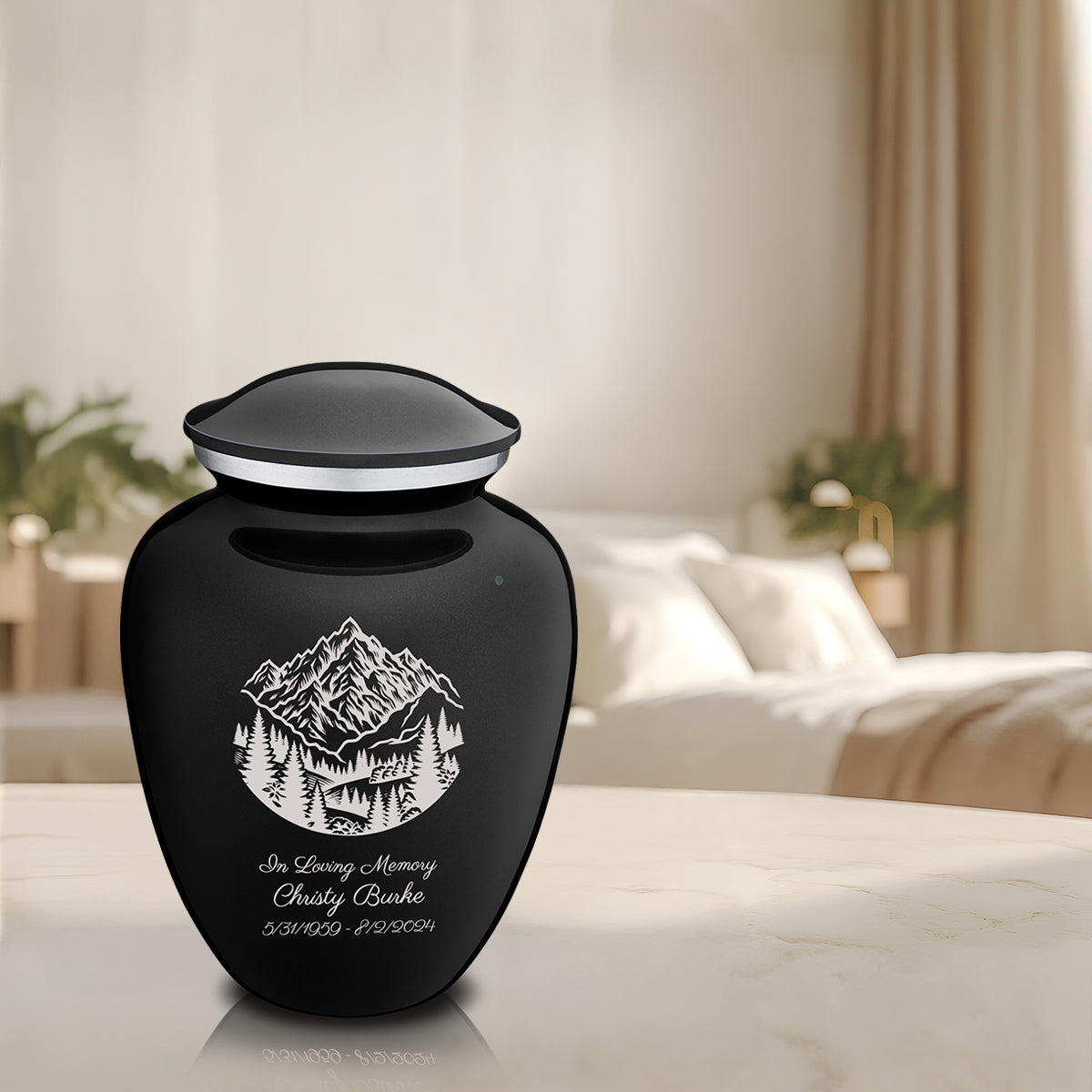 Adult Embrace Black Rocky Mountains Cremation Urn