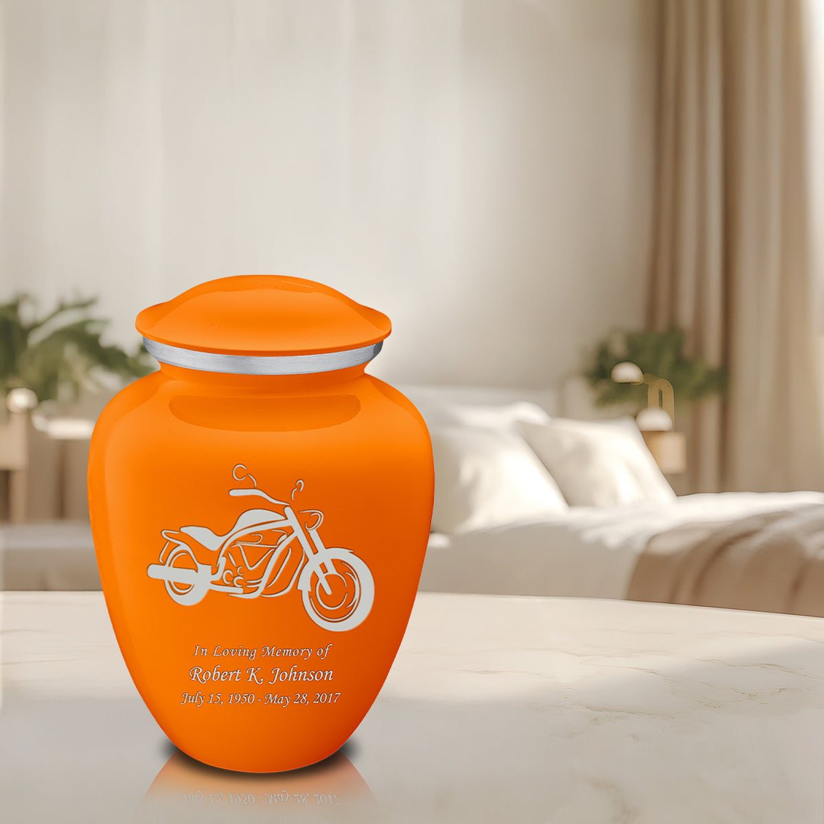 Adult Embrace Burnt Orange Motorcycle Cremation Urn