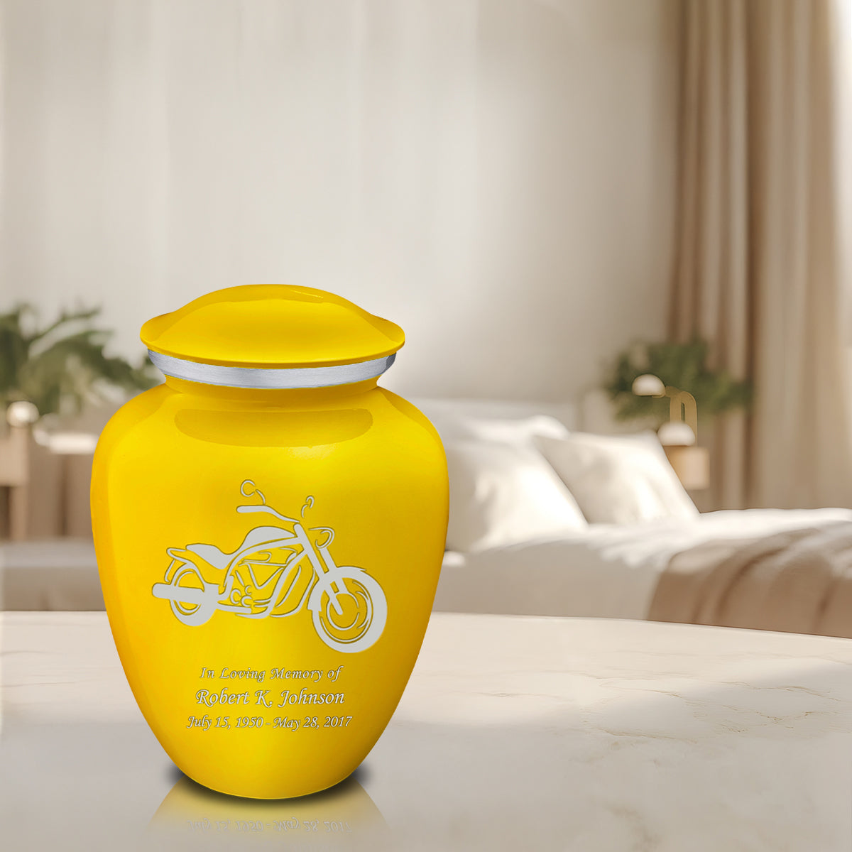 Adult Embrace Yellow Motorcycle Cremation Urn