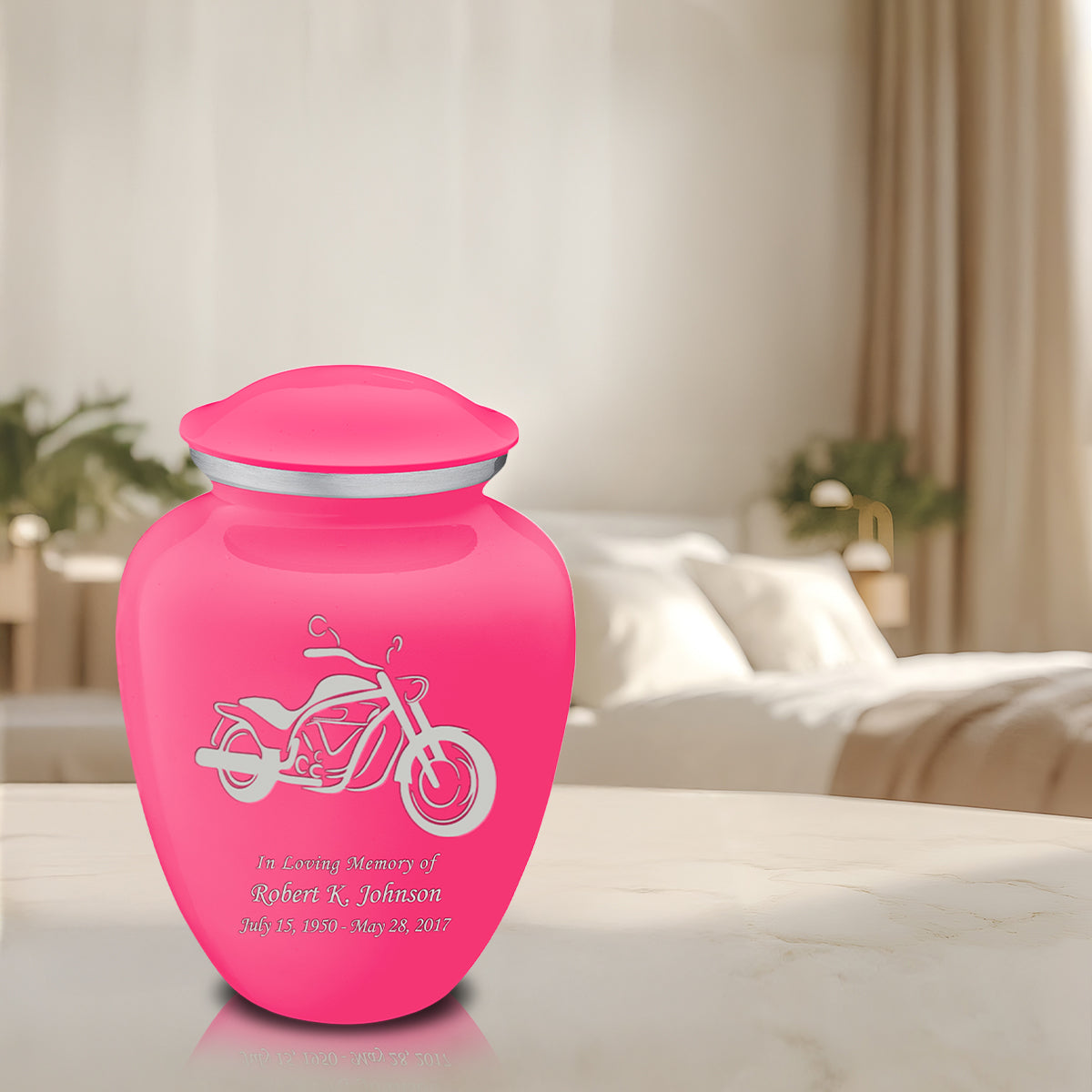 Adult Embrace Bright Pink Motorcycle Cremation Urn