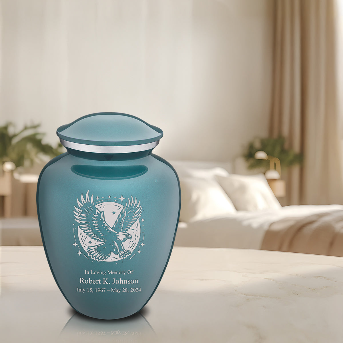 Adult Embrace Teal Flying Eagle Cremation Urn