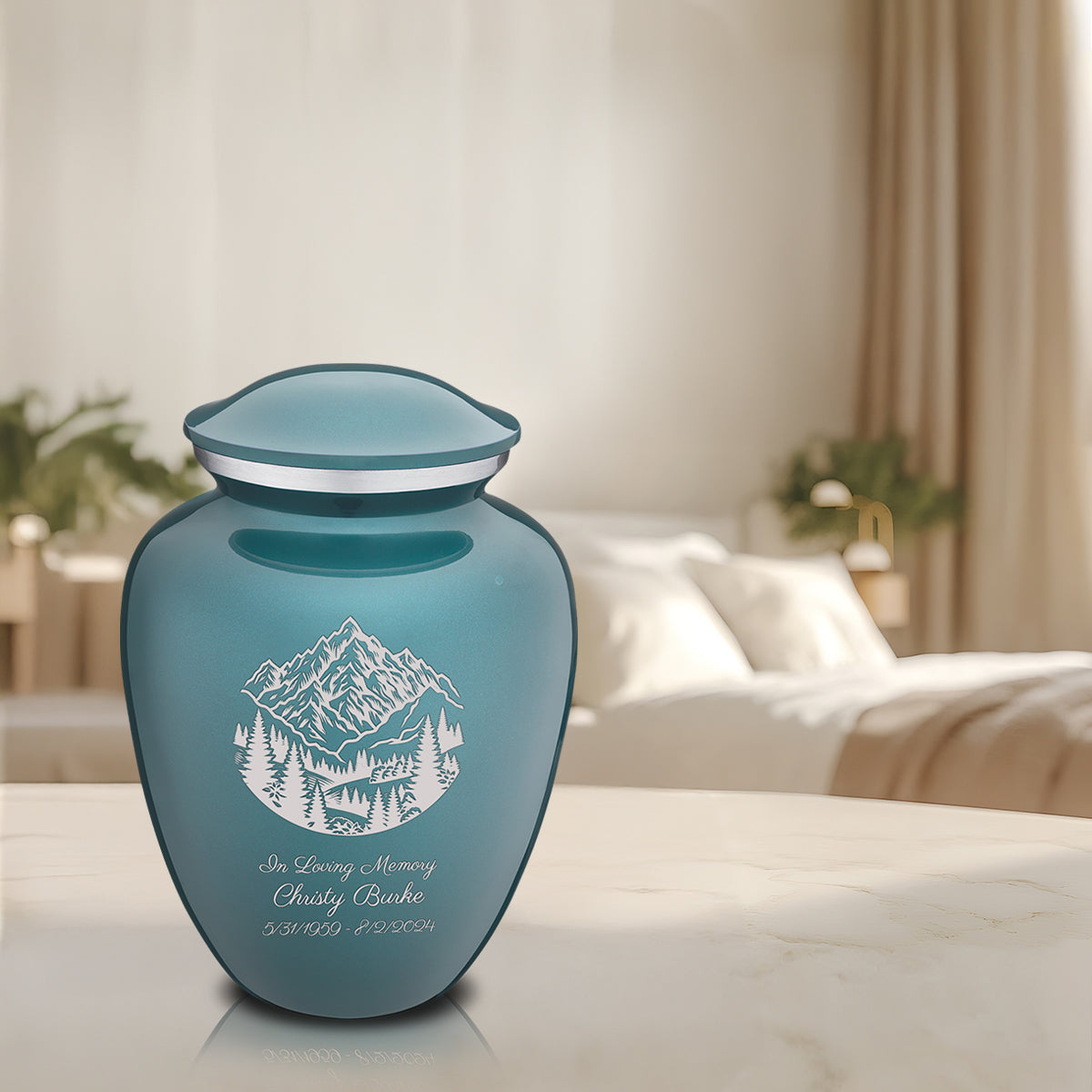 Adult Embrace Teal Rocky Mountains Cremation Urn
