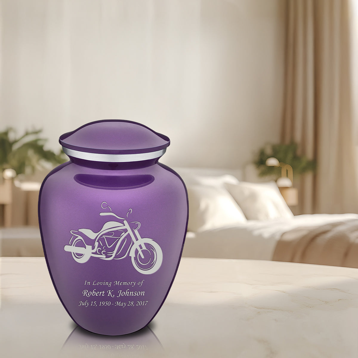 Adult Embrace Purple Motorcycle Cremation Urn