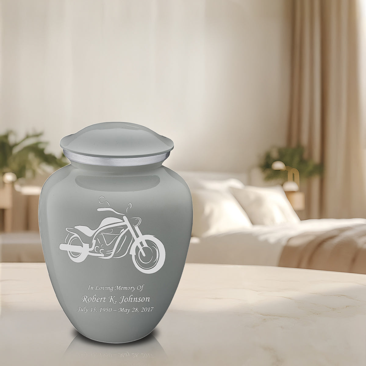 Adult Embrace Slate Grey Motorcycle Cremation Urn