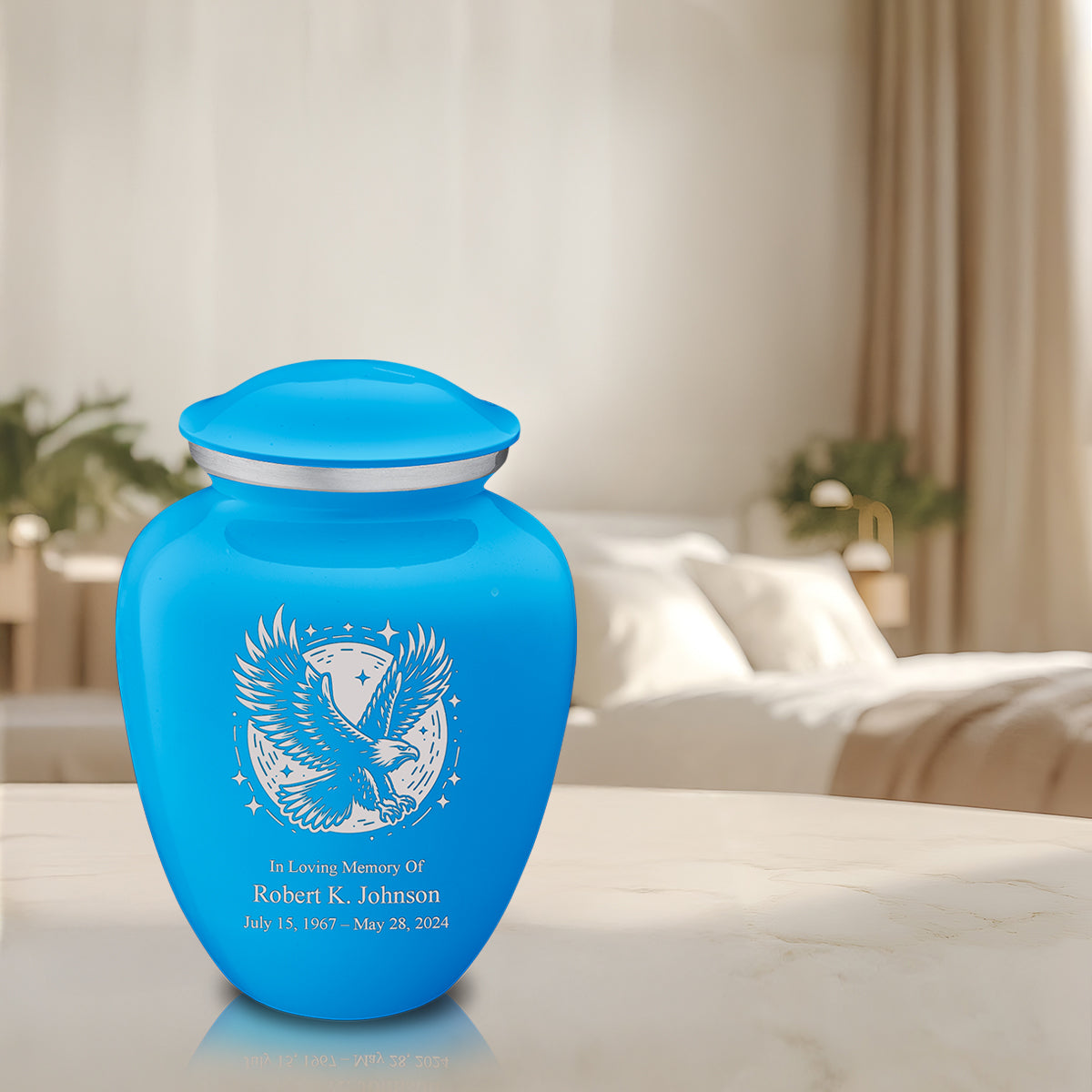 Adult Embrace Racing Blue Flying Eagle Cremation Urn