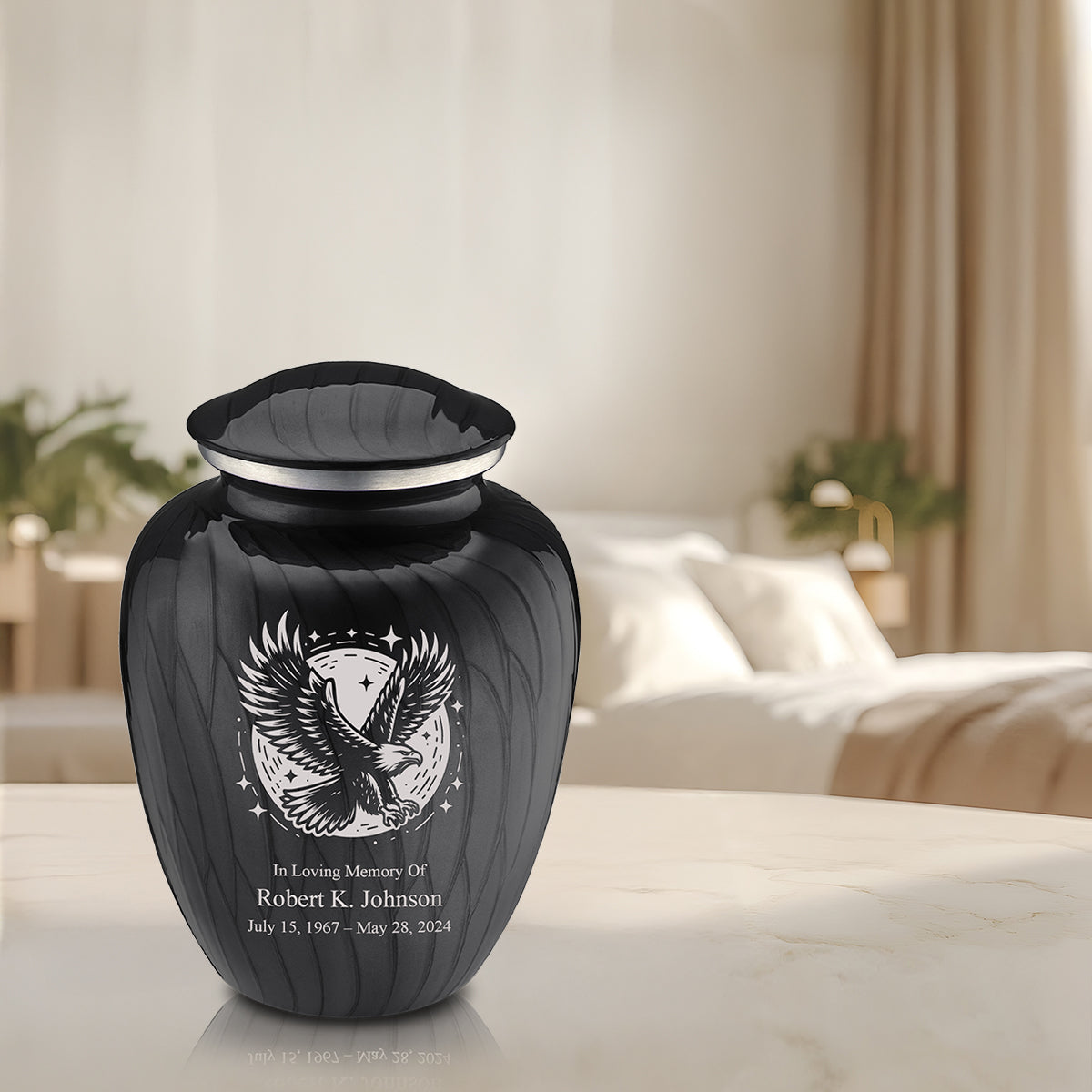 Adult Embrace Pearl Black Flying Eagle Cremation Urn