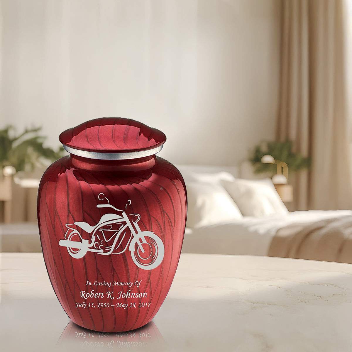 Adult Embrace Pearl Candy Red Motorcycle Cremation Urn