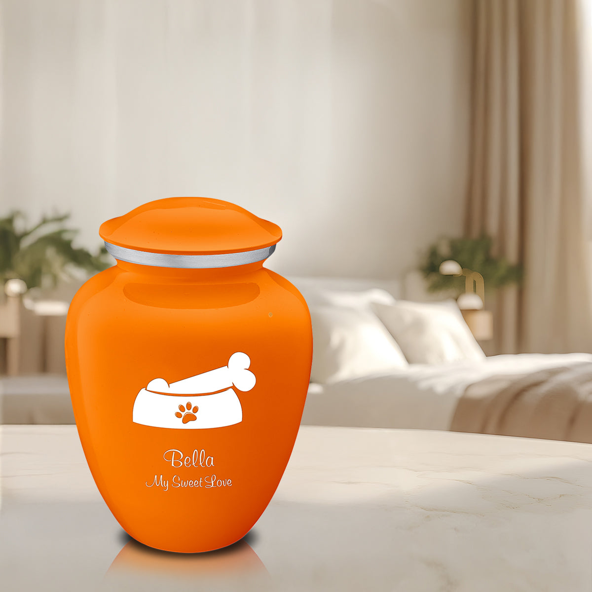 Large Embrace Burnt Orange Pet Dog Bone Cremation Urn
