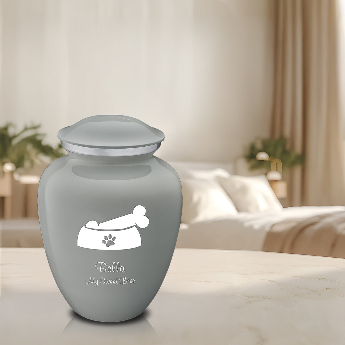 Large Embrace Slate Grey Pet Dog Bone Cremation Urn