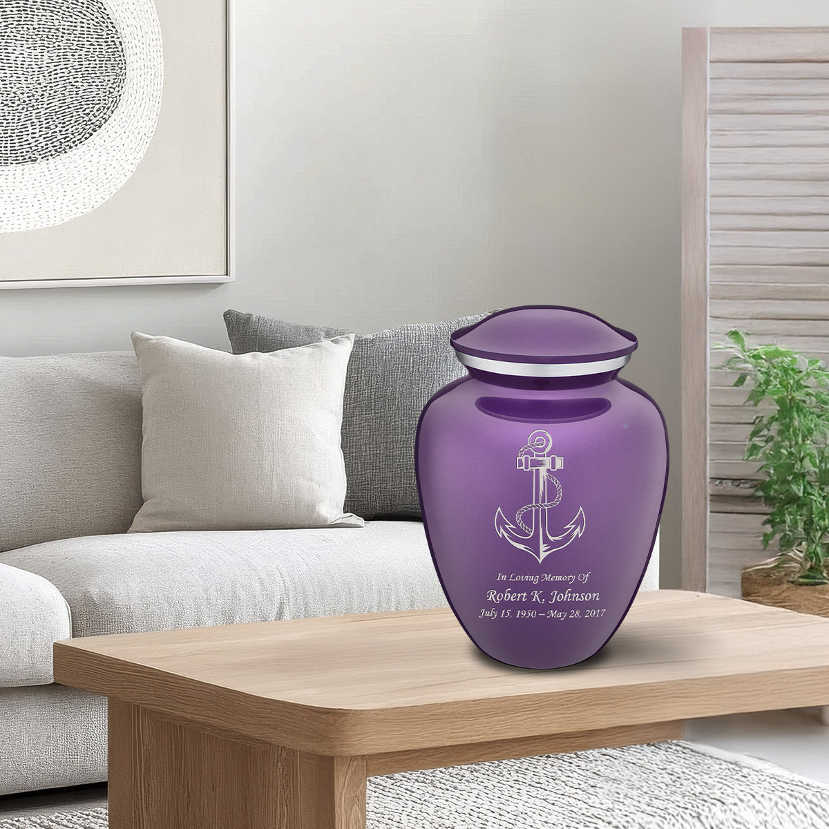 Adult Embrace Purple Anchor Cremation Urn