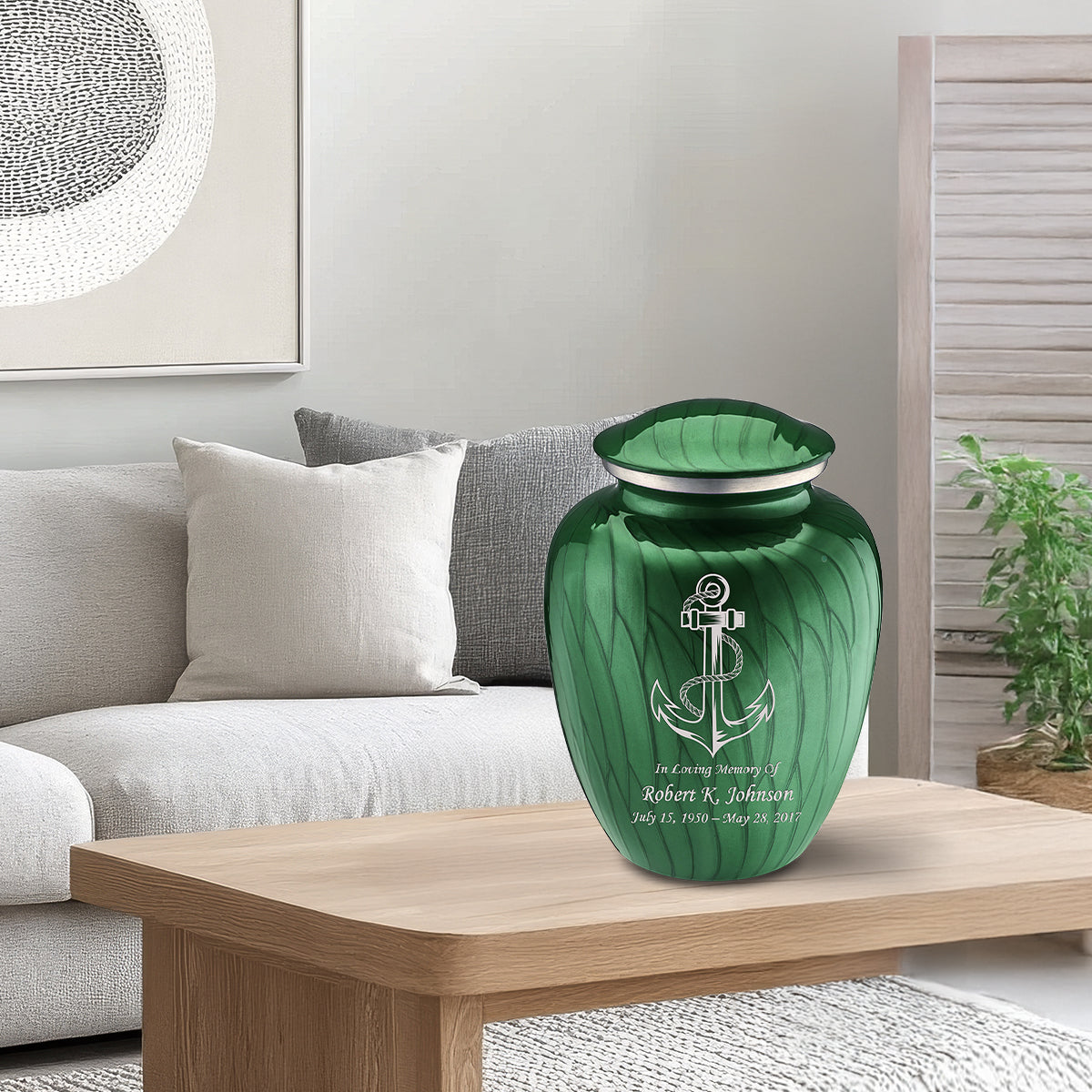 Adult Embrace Pearl Green Anchor Cremation Urn