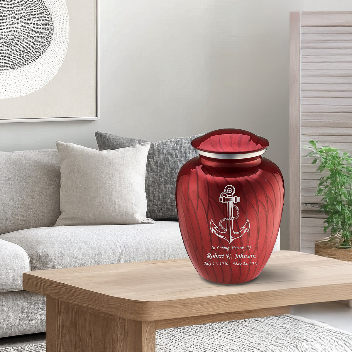 Adult Embrace Pearl Candy Red Anchor Cremation Urn