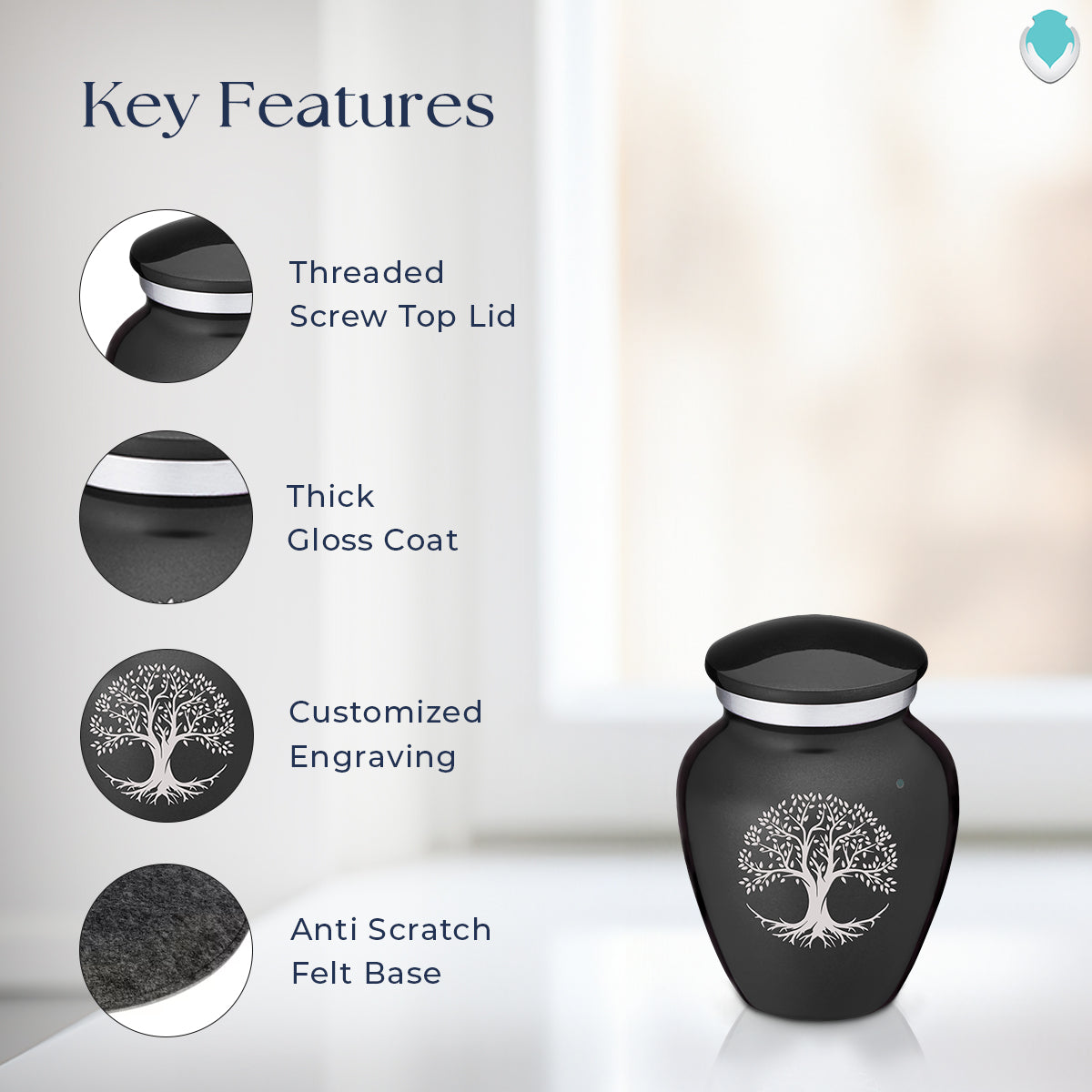 Keepsake Embrace Charcoal Tree of Life Cremation Urn