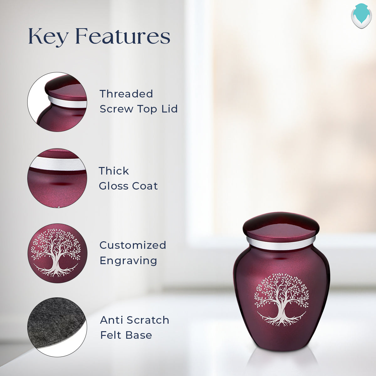 Keepsake Embrace Cherry Purple Tree of Life Cremation Urn