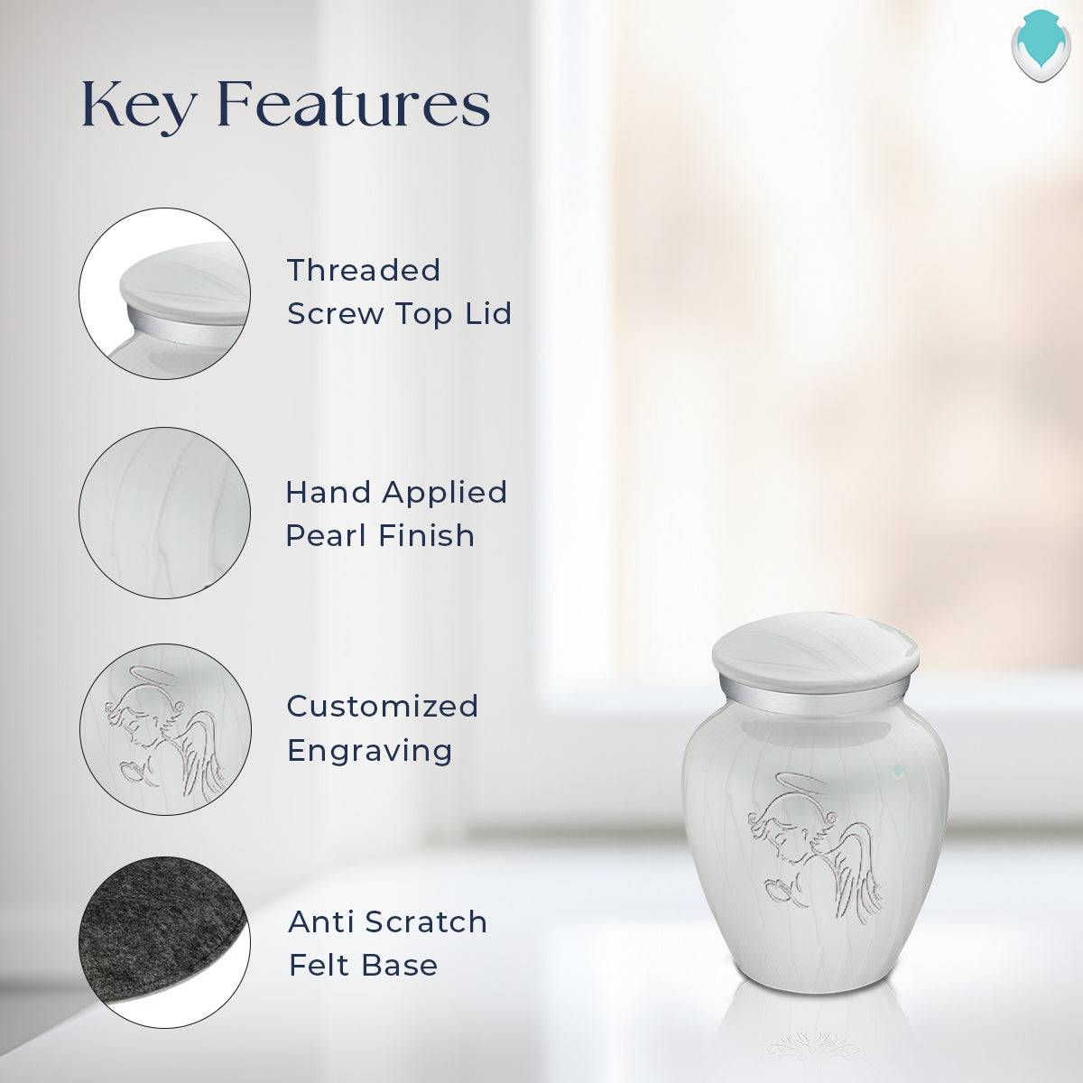 Keepsake Embrace Pearl White Angel Cremation Urn