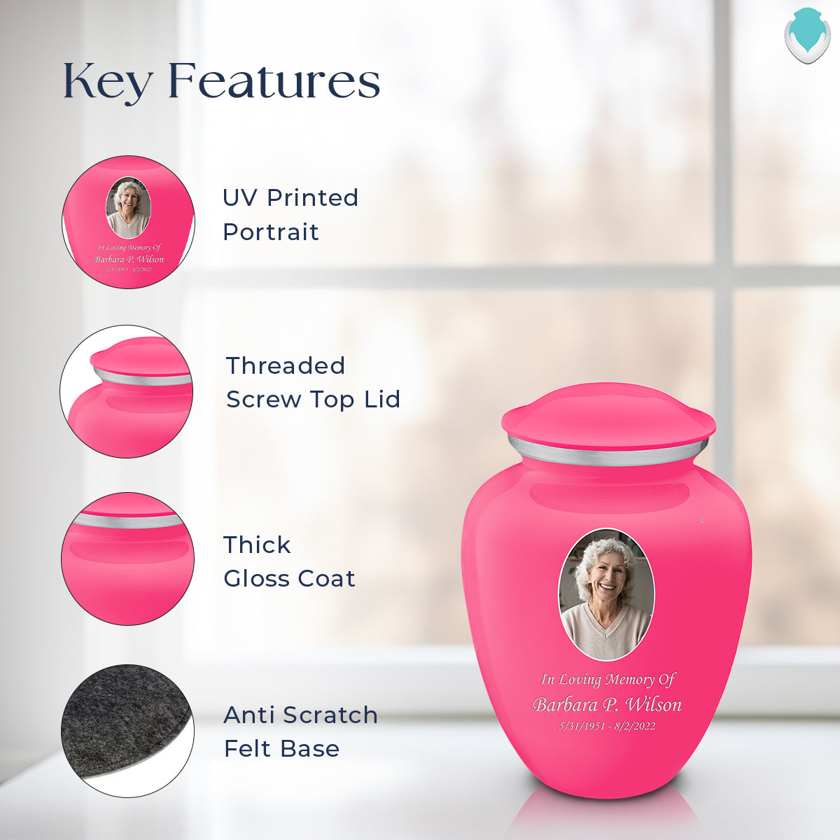 Medium Embrace Bright Pink Portrait Cremation Urn