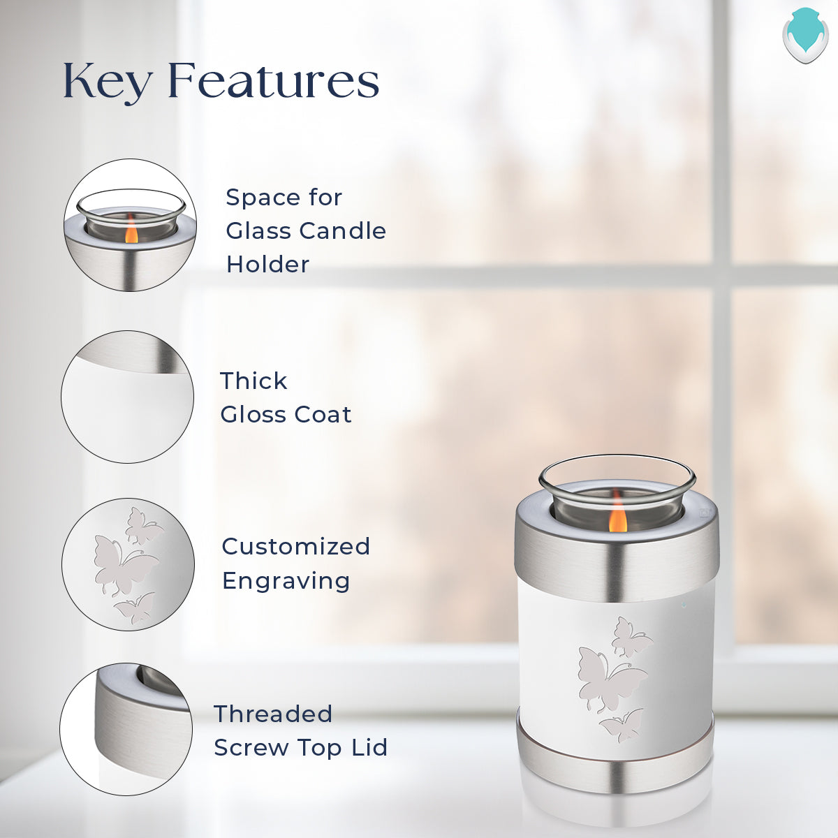 Candle Holder Embrace White Butterfly Cremation Urn