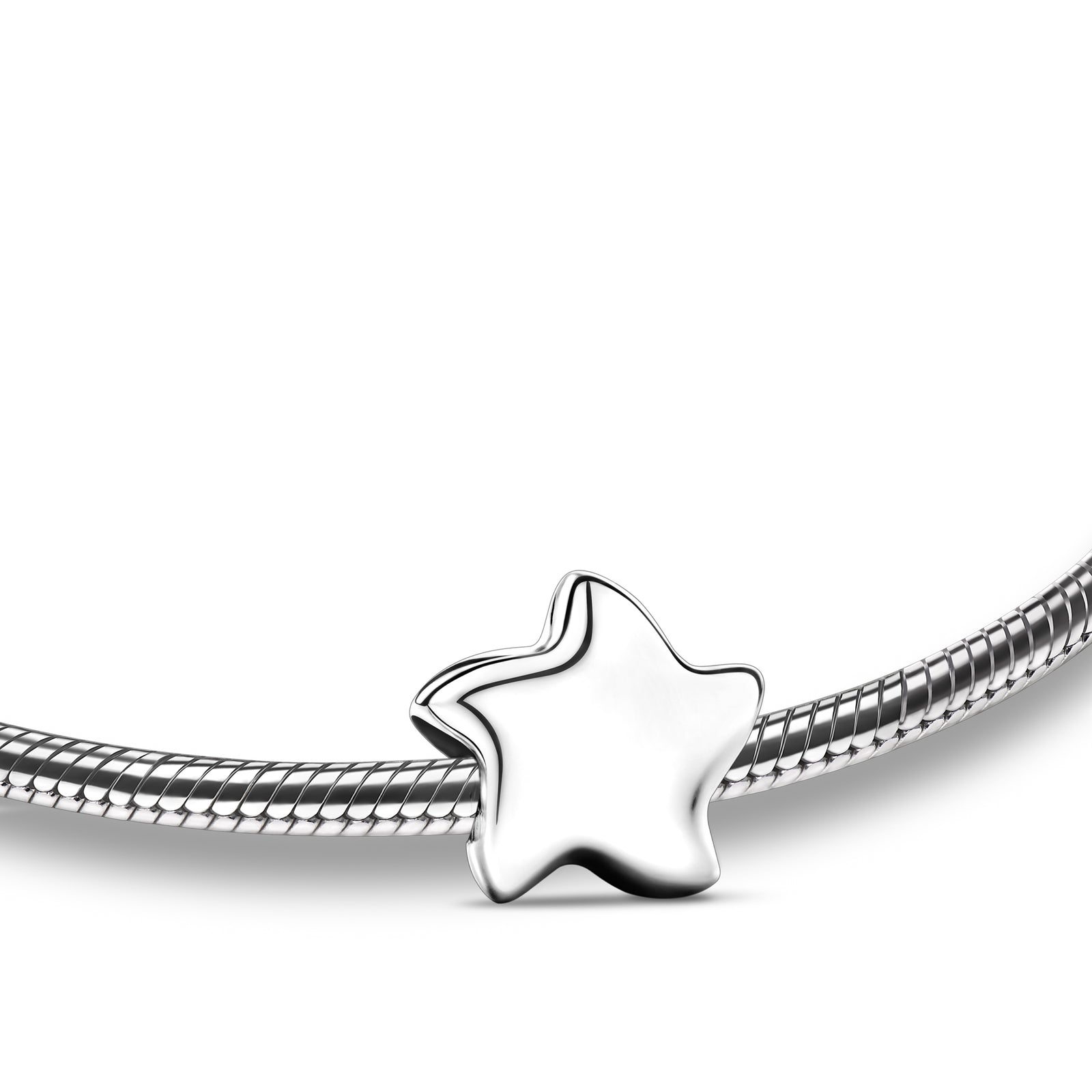 Angelic Star Polished Sterling Silver Cremation Bracelet Bead