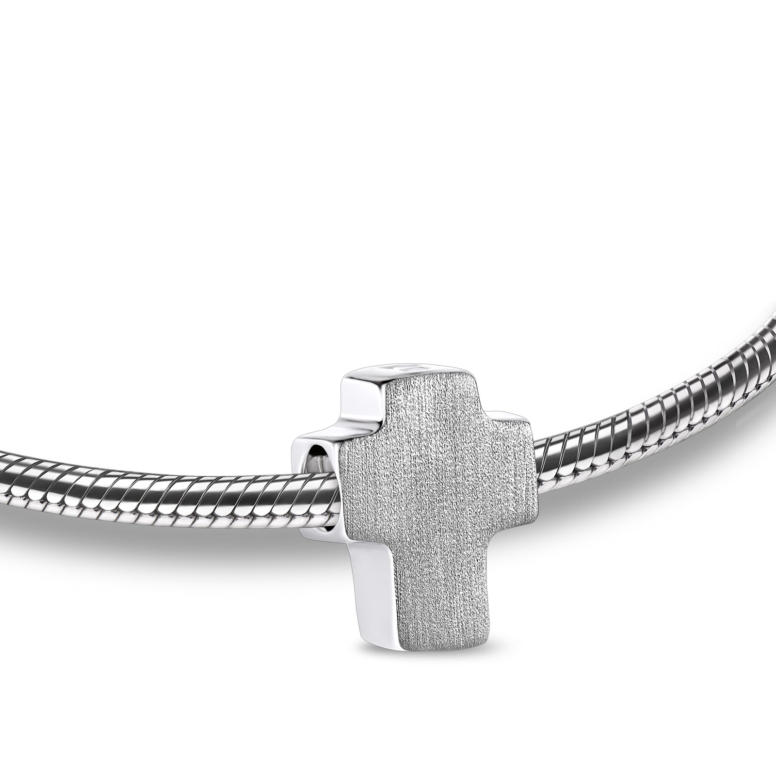 Cross Two Tone Sterling Silver Cremation Bracelet Bead