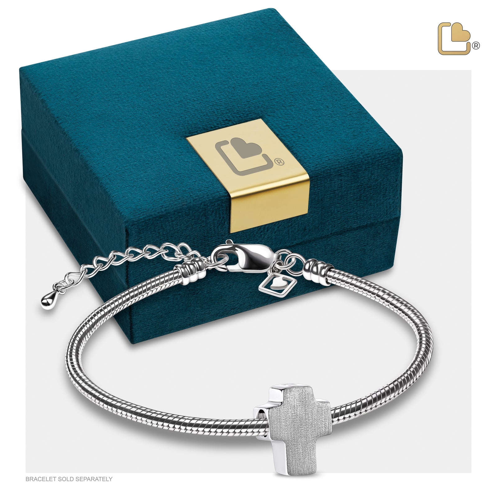 Cross Two Tone Sterling Silver Cremation Bracelet Bead