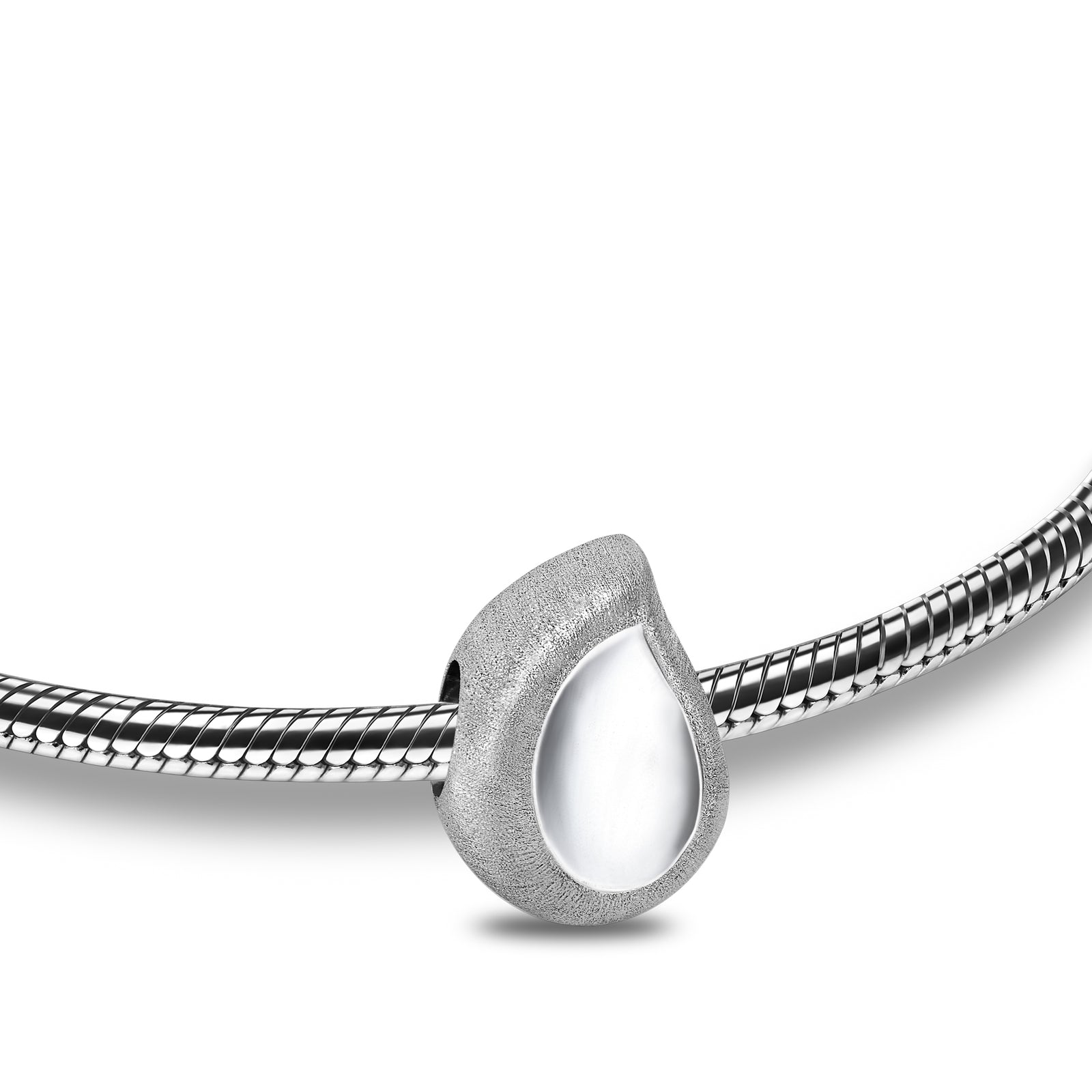 Teardrop Two Tone Sterling Silver Cremation Bracelet Bead