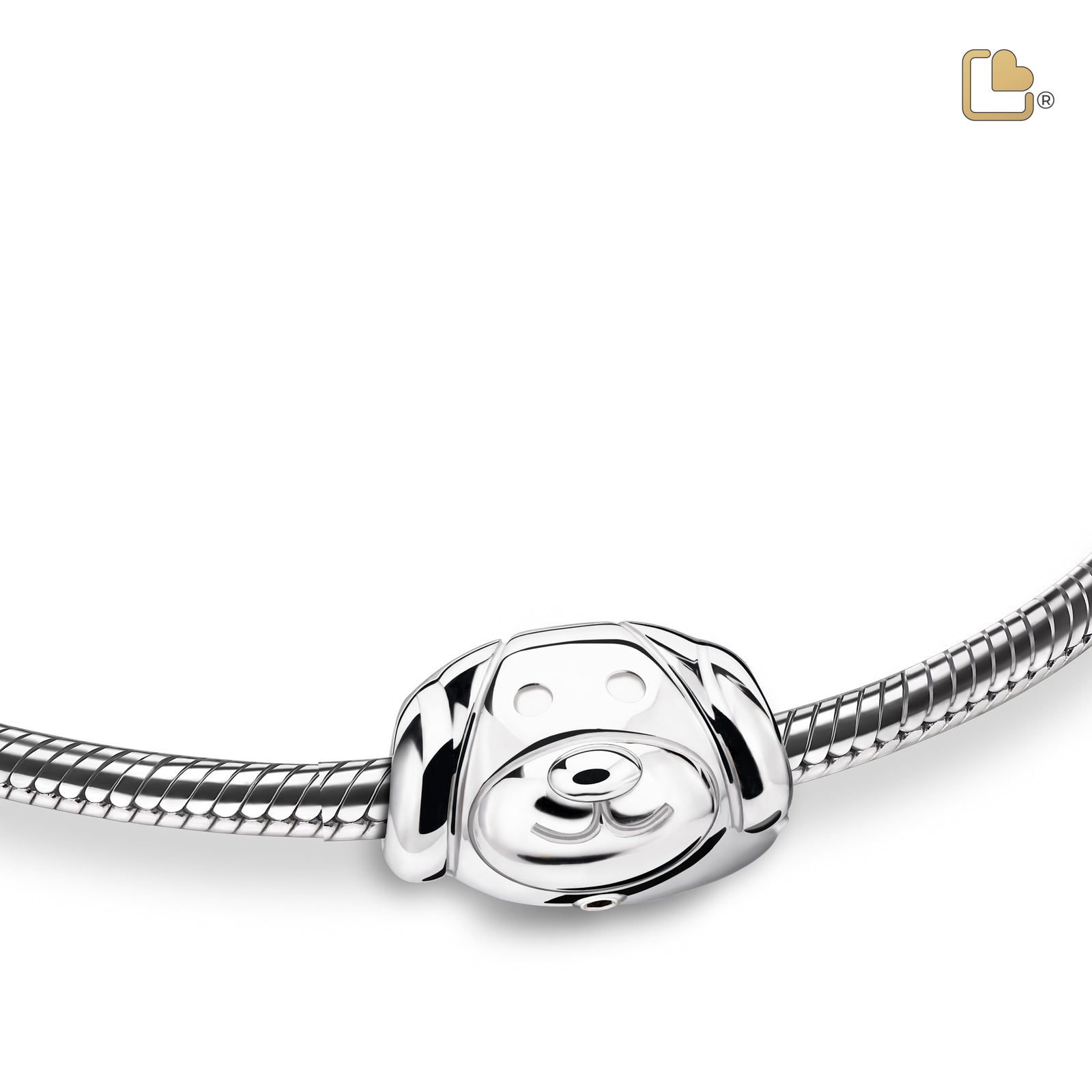 Dog Rhodium Plated Sterling Silver Cremation Bracelet Bead