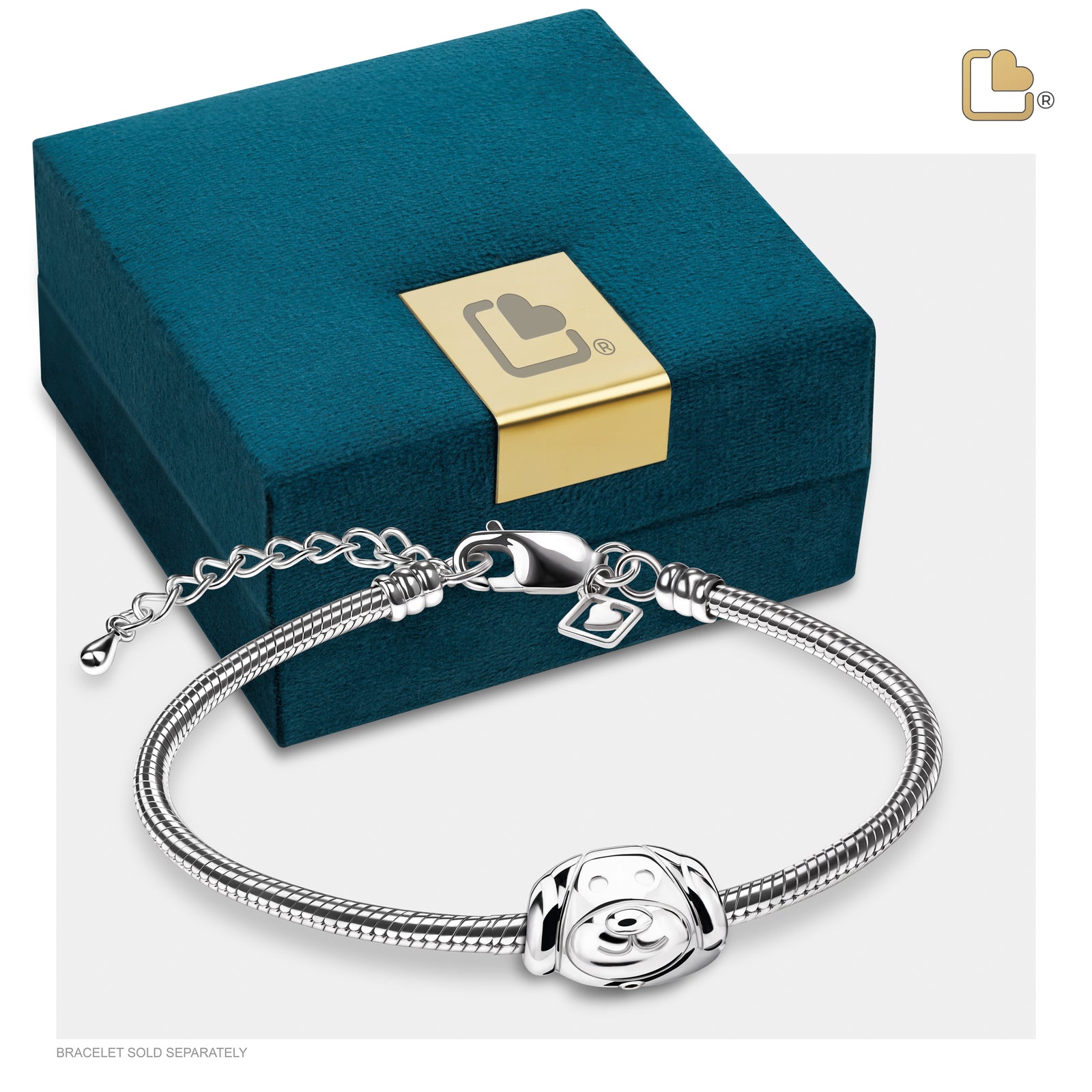 Dog Rhodium Plated Sterling Silver Cremation Bracelet Bead