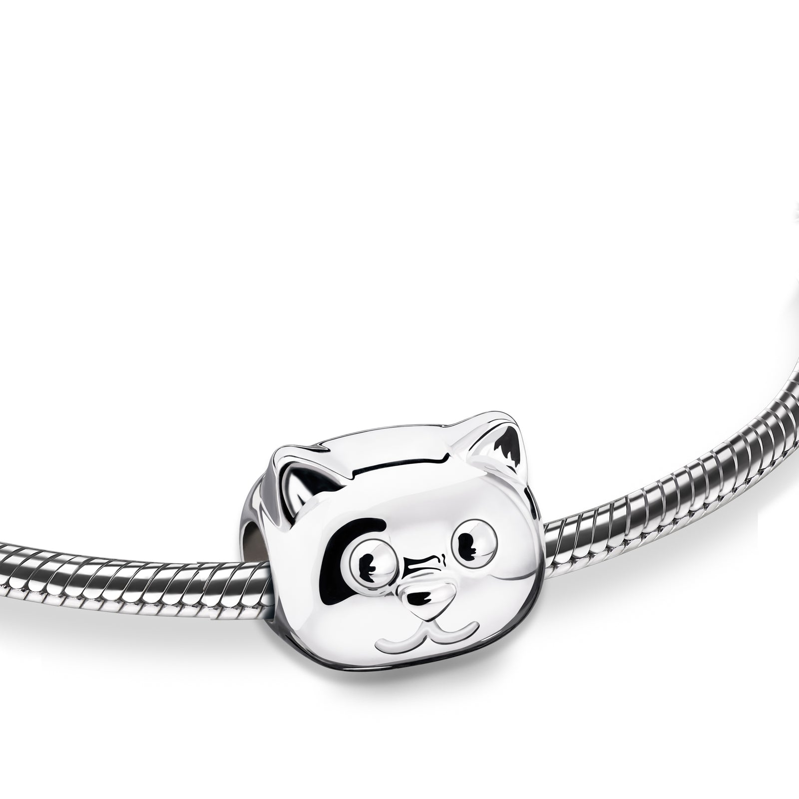 Cat Rhodium Plated Sterling Silver Cremation Bracelet Bead