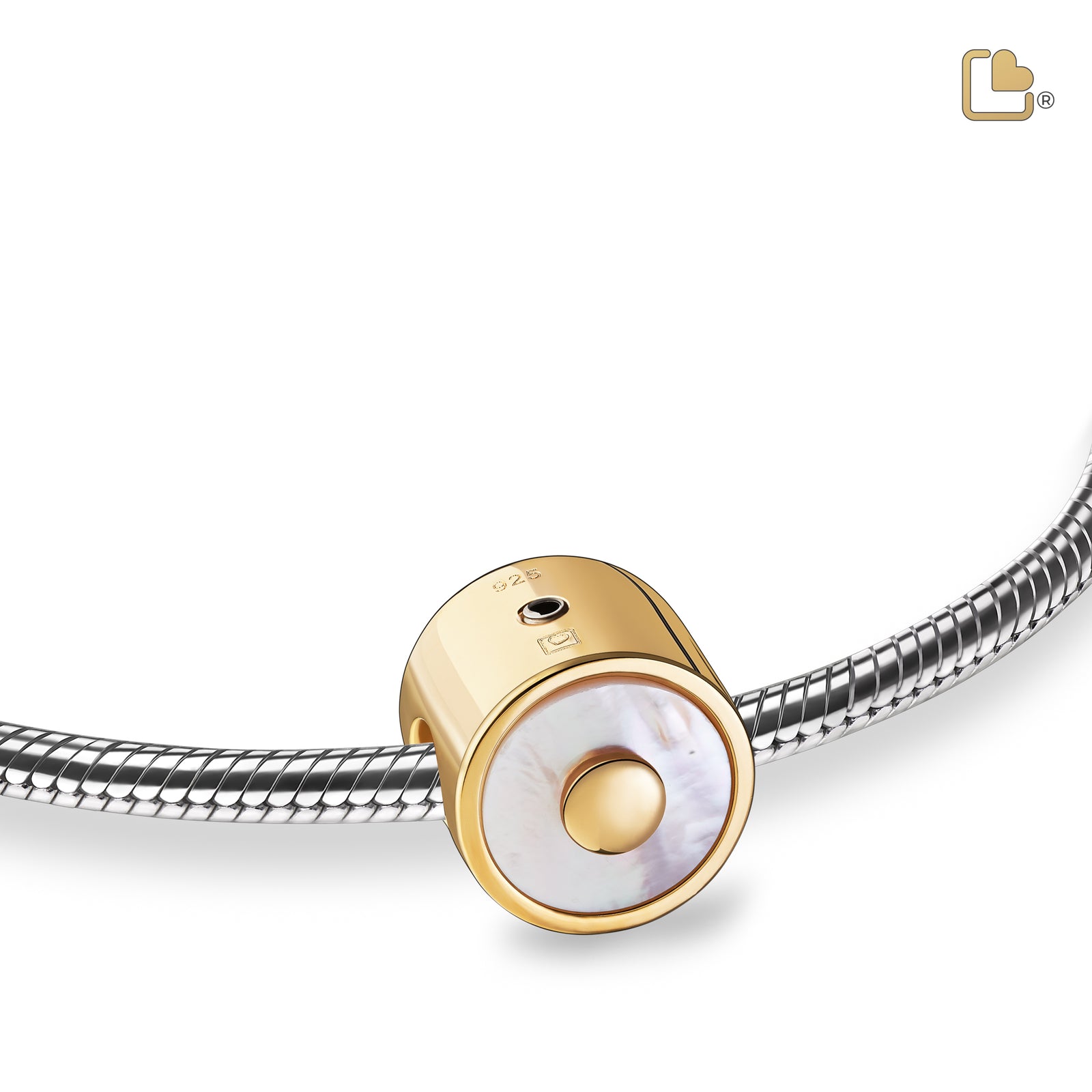 Mother of Pearl Gold Vermeil Cremation Bracelet Bead - COMFORT by LoveUrns