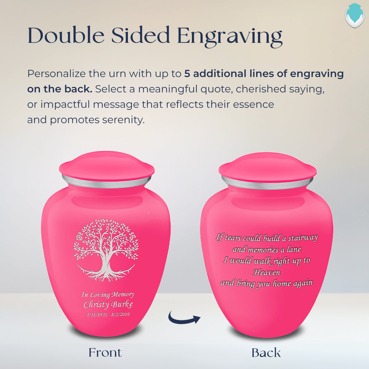 Adult Embrace Bright Pink Tree of Life Cremation Urn