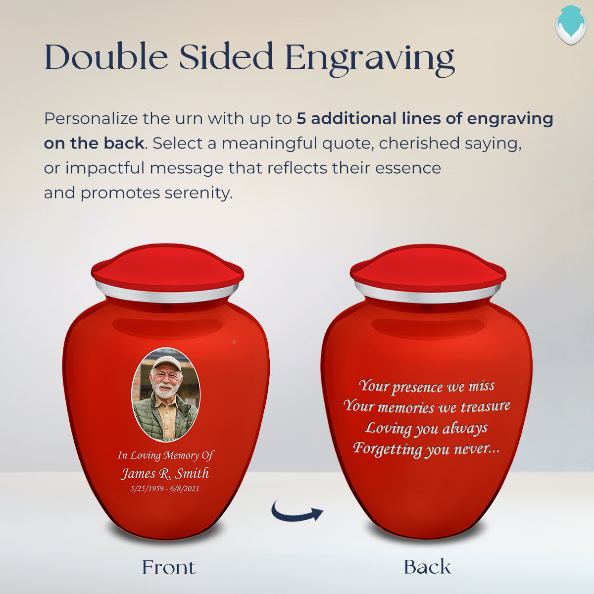 Adult Embrace Bright Red Portrait Cremation Urn