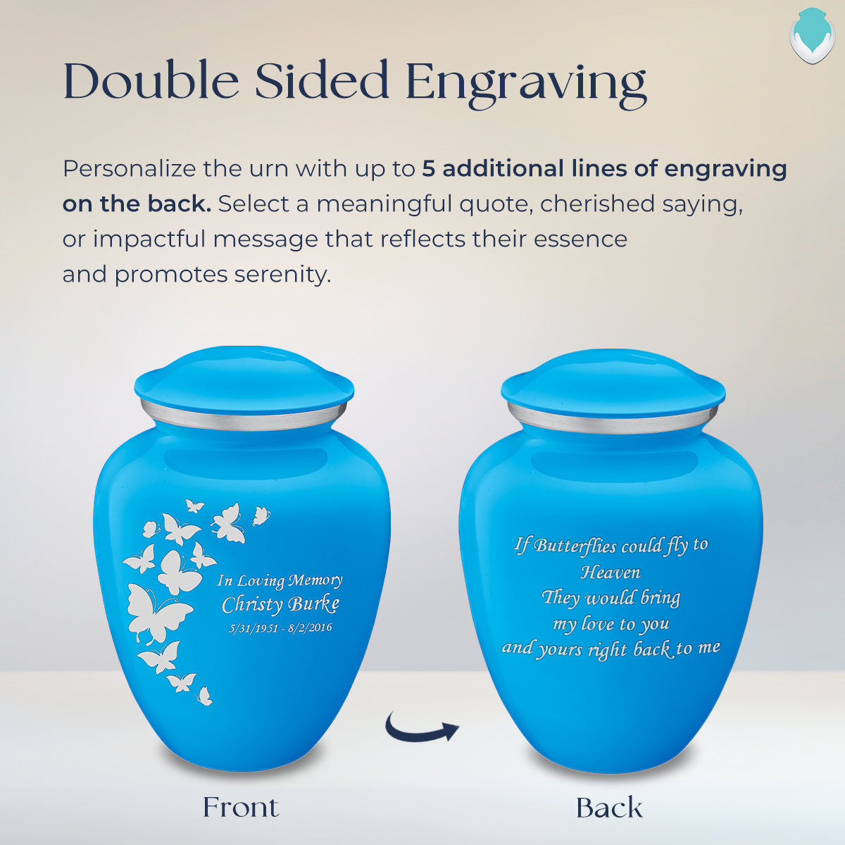 Adult Embrace Racing Blue Butterfly Cremation Urn