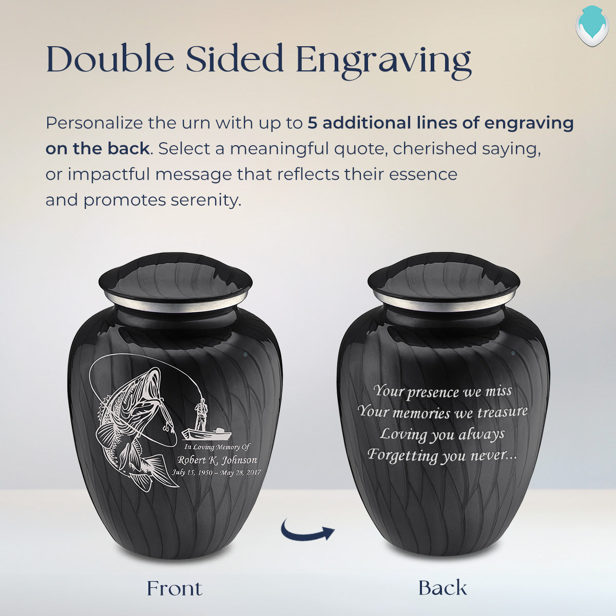 Adult Embrace Pearl Black Fishing Cremation Urn