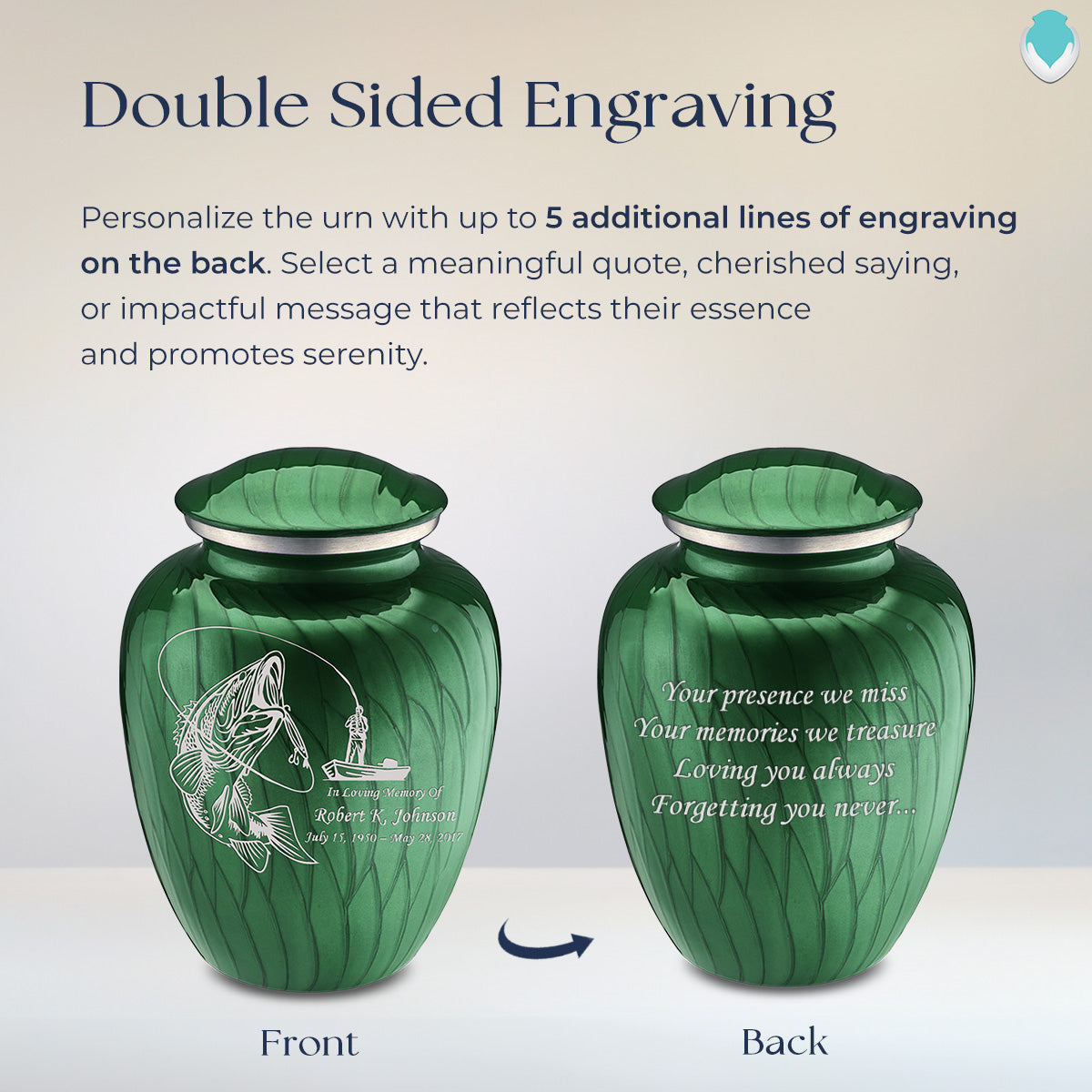 Adult Embrace Pearl Green Fishing Cremation Urn