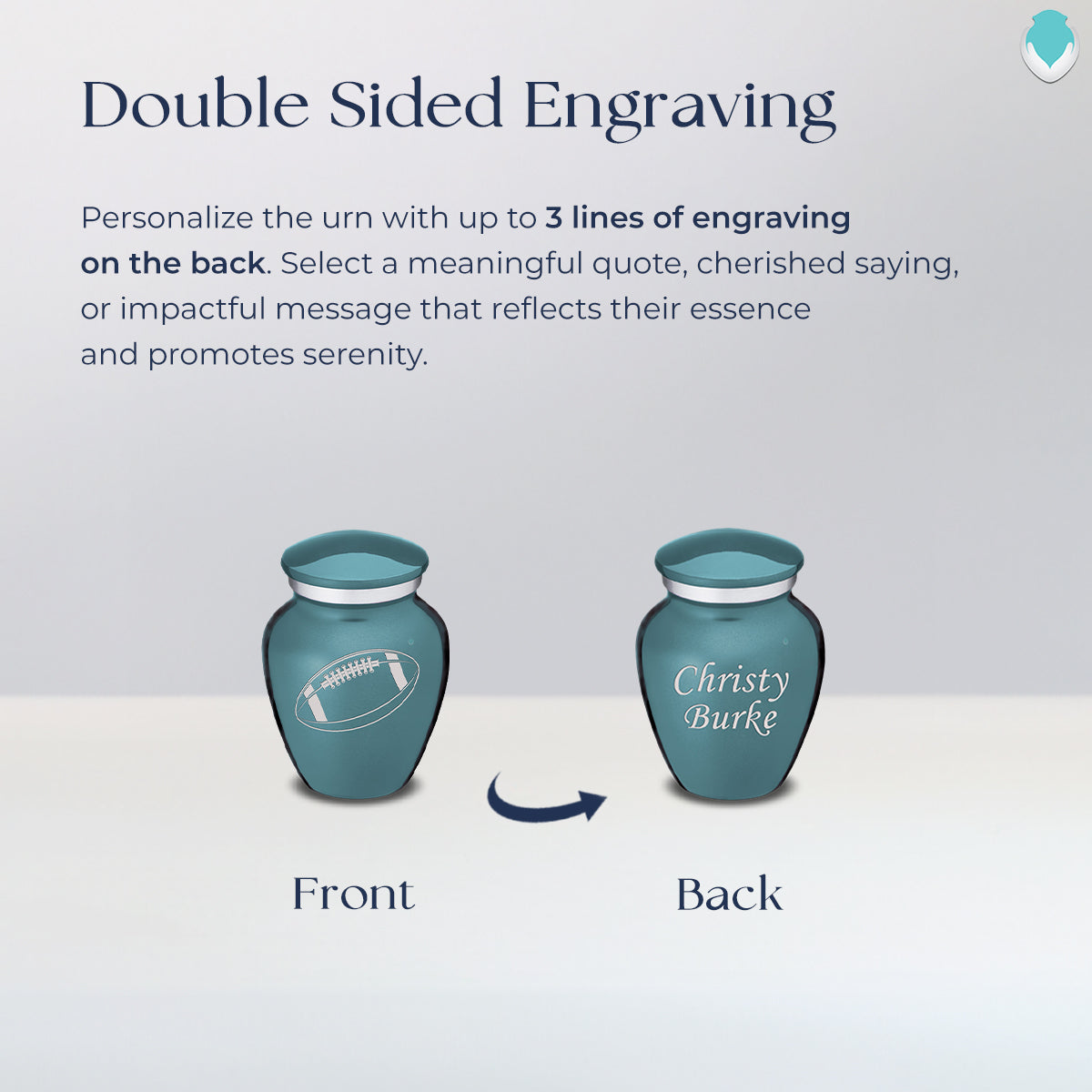 Keepsake Embrace Teal Football Cremation Urn