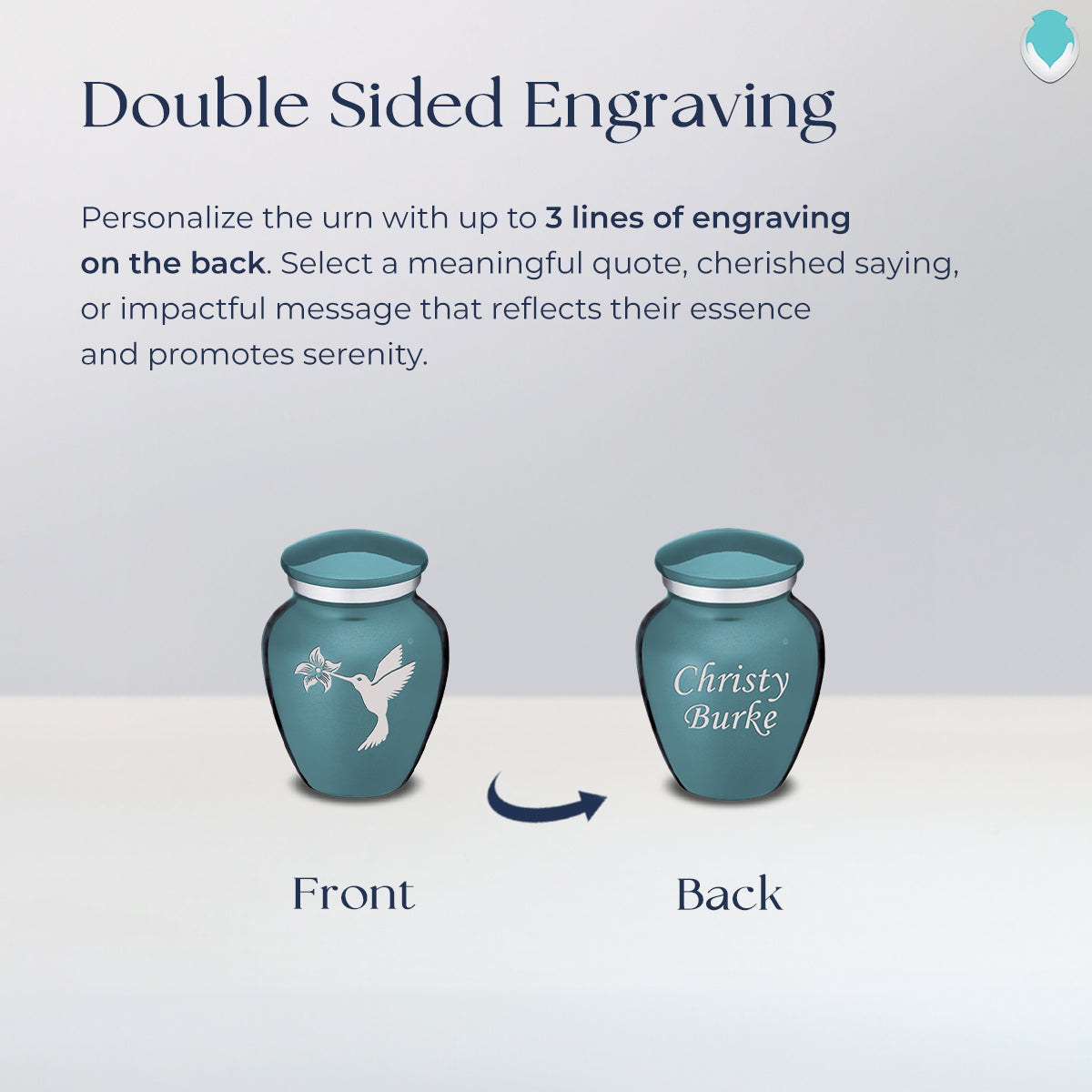 Keepsake Embrace Teal Hummingbird Cremation Urn