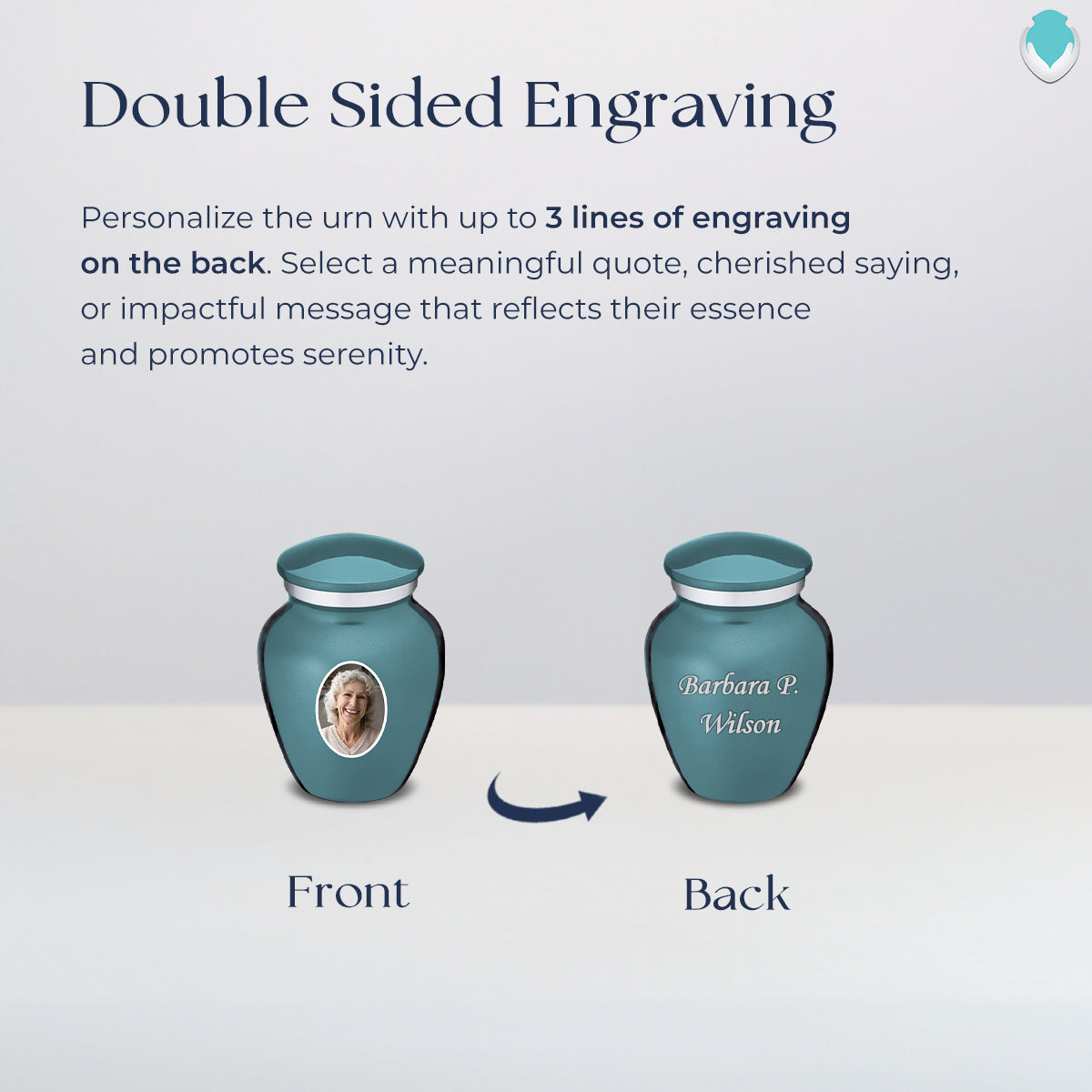 Keepsake Embrace Teal Portrait Cremation Urn