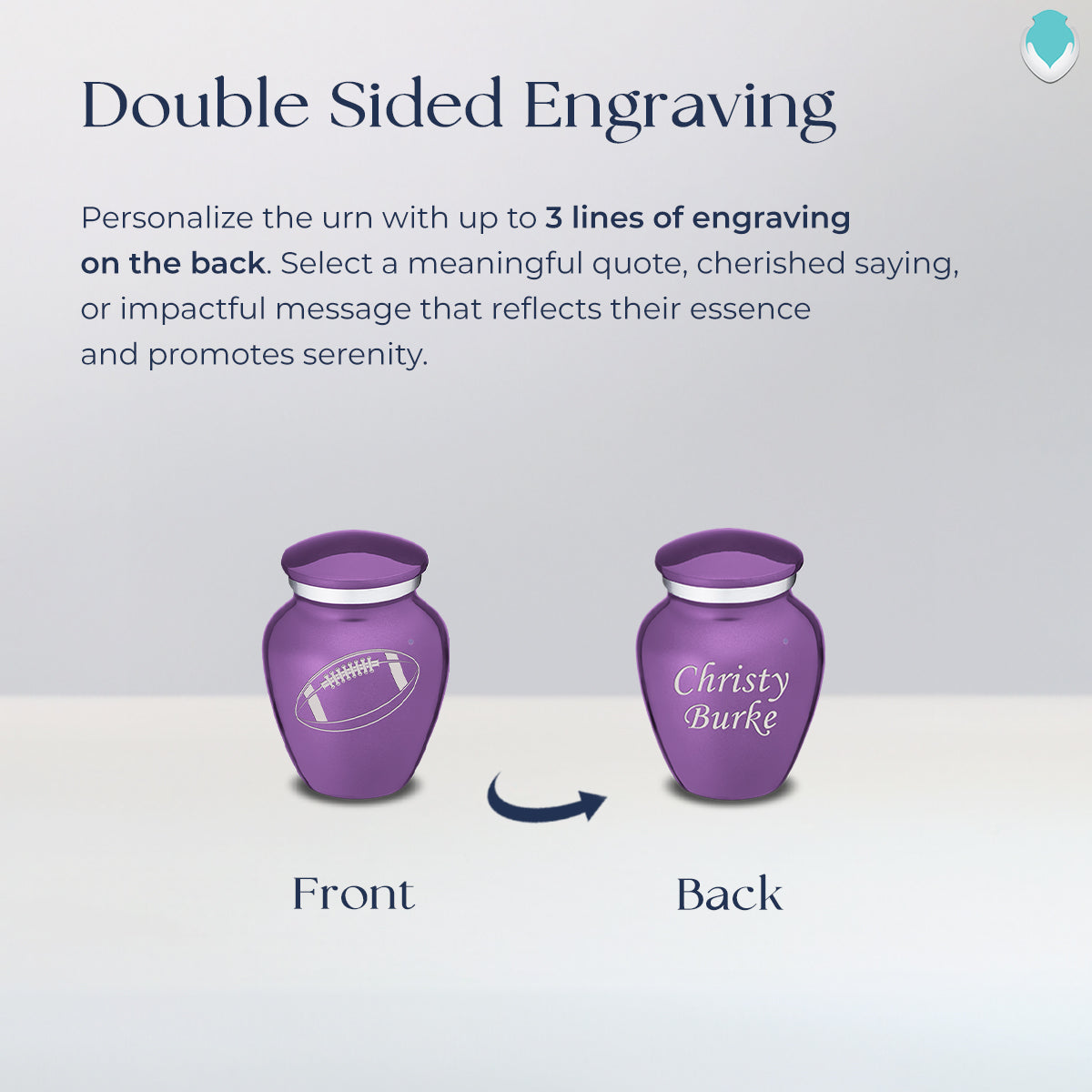 Keepsake Embrace Purple Football Cremation Urn