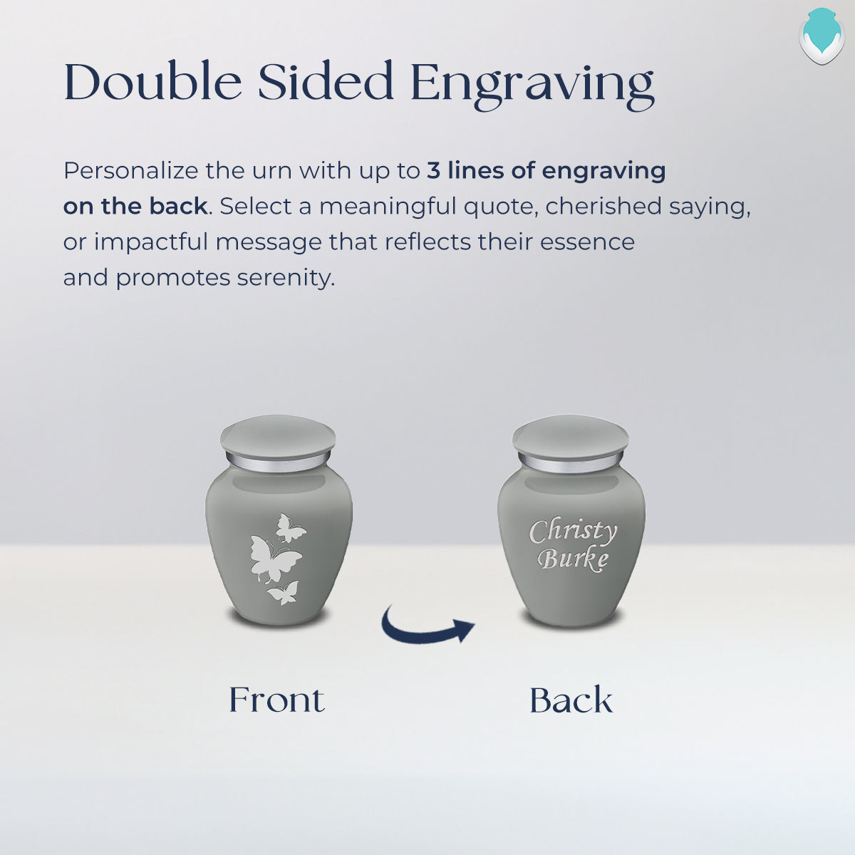 Keepsake Embrace Slate Grey Butterflies Cremation Urn