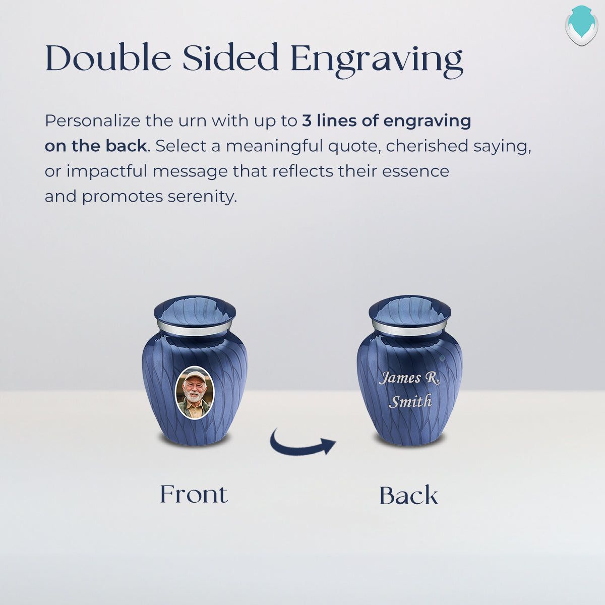 Keepsake Embrace Pearl Cobalt Blue Portrait Cremation Urn