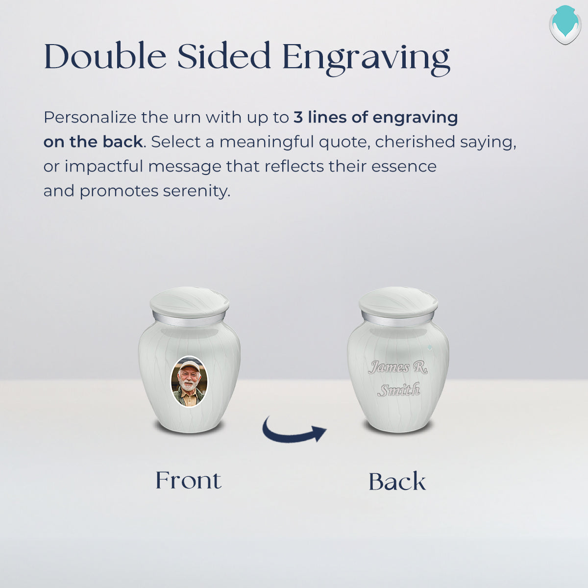 Keepsake Embrace Pearl White Portrait Cremation Urn