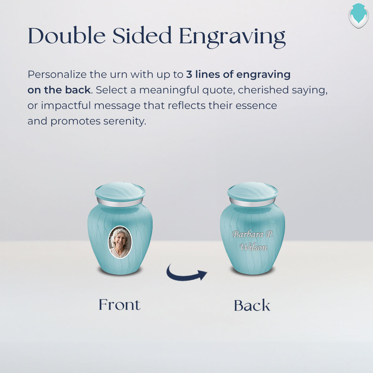 Keepsake Embrace Pearl Light Blue Portrait Cremation Urn