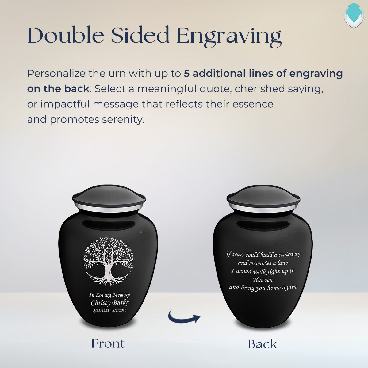 Medium Embrace Black Tree of Life Cremation Urn