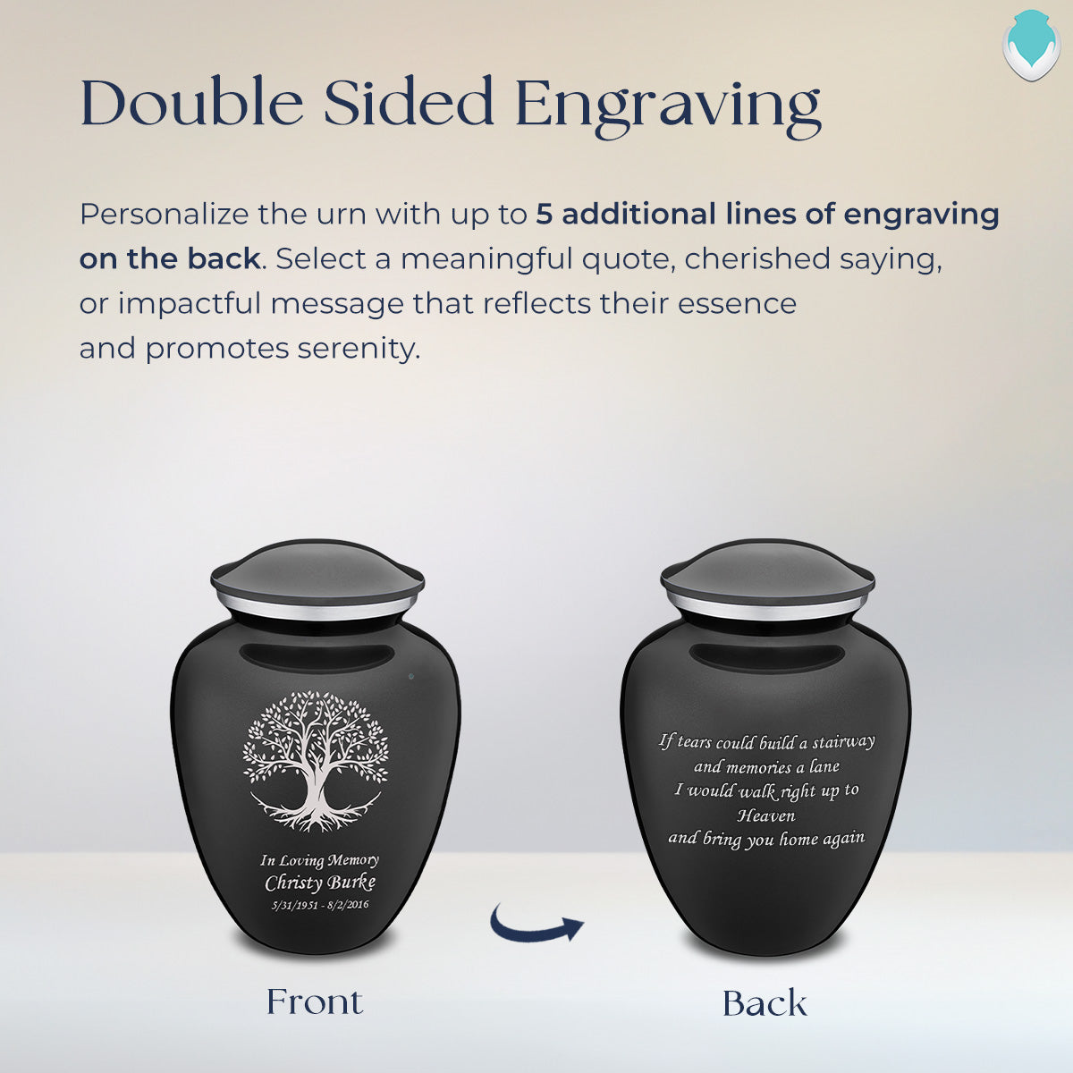 Medium Embrace Charcoal Tree of Life Cremation Urn