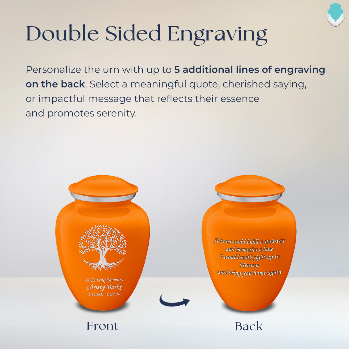 Medium Embrace Burnt Orange Tree of Life Cremation Urn