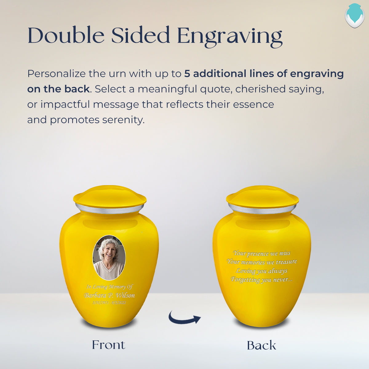 Medium Embrace Yellow Portrait Cremation Urn
