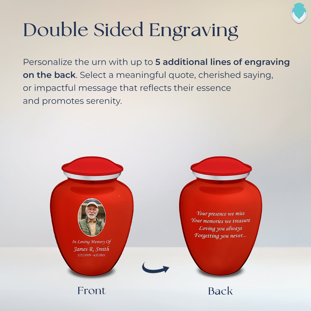 Medium Embrace Bright Red Portrait Cremation Urn